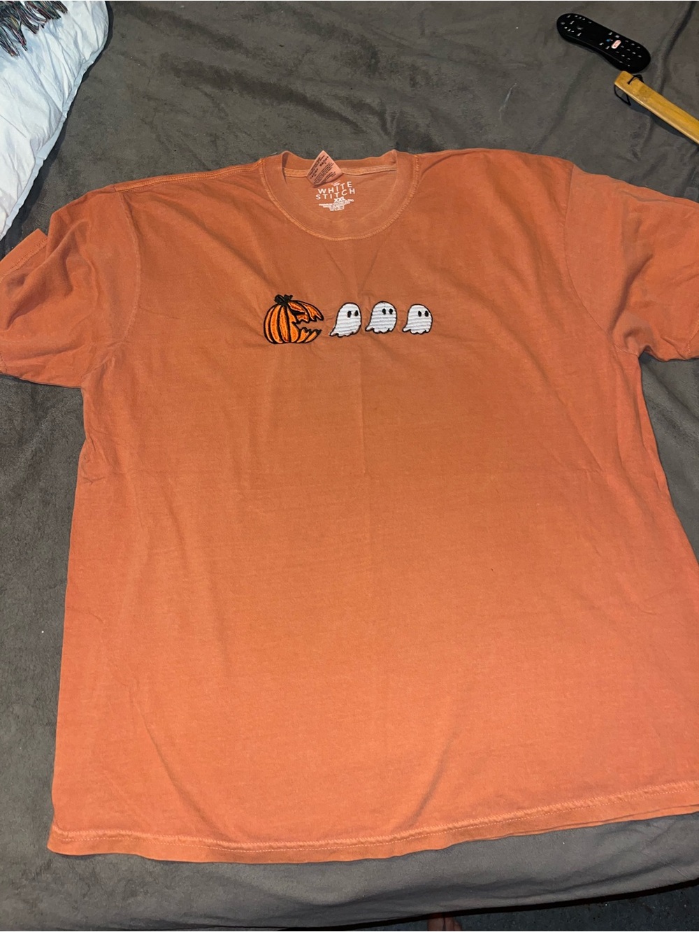 Orange Halloween Ghosts Short Sleeve Tee